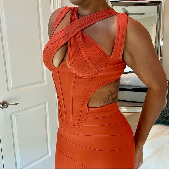 Fashion Nova Bold Orange Backless Dress - Picture 3 of 8